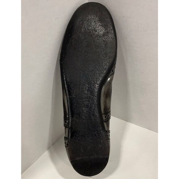 Authentic Gucci Black/Grey Brogue Leather Ballet Flats Size 40 - Picture 5 of 14